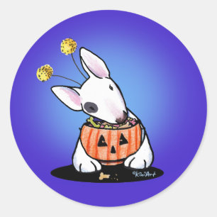 KiniArt Bull Terrier Halloween Ronde Sticker