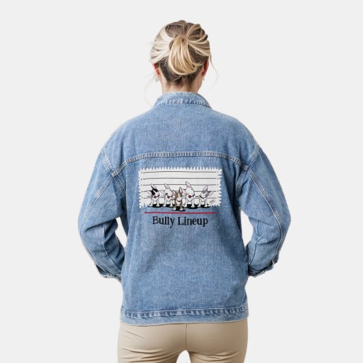 KiniArt Bully Lineup Bull Terrier Denim Jacket (Model)