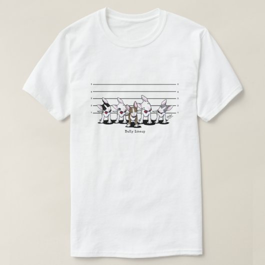 KiniArt Bully Lineup Bull Terrier T-Shirt (Design voorkant)