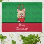 KiniArt Cairn Rendier Kerstmis Theedoek (Gevouwen)