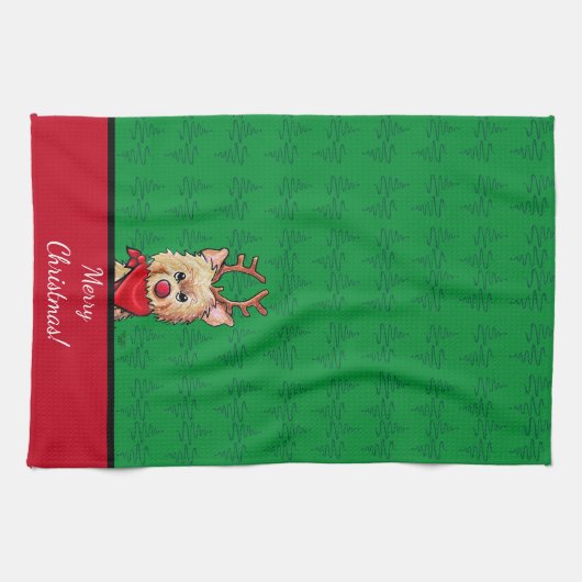 KiniArt Cairn Rendier Kerstmis Theedoek (Horizontaal)