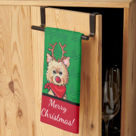 KiniArt Cairn Rendier Kerstmis Theedoek