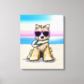 KiniArt Cairn Terrier Dog Beach Canvas Afdruk (Voorkant)