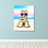 KiniArt Cairn Terrier Dog Beach Canvas Afdruk (Insitu (Houten vloer))