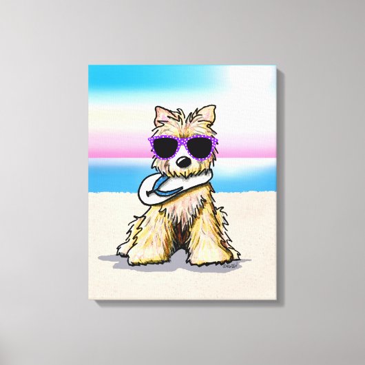 KiniArt Cairn Terrier Dog Beach Canvas Afdrukken (Voorkant)