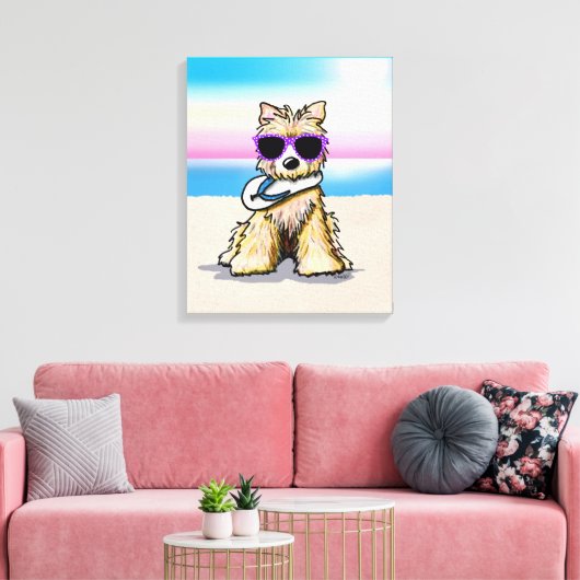 KiniArt Cairn Terrier Dog Beach Canvas Afdrukken (Insitu (Woonkamer))