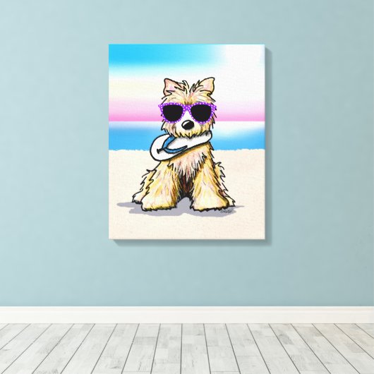 KiniArt Cairn Terrier Dog Beach Canvas Afdrukken (Insitu (Houten vloer))