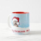 KiniArt Cairn Terrier Kerst Tweekleurige Koffiemok (Voorkant links)