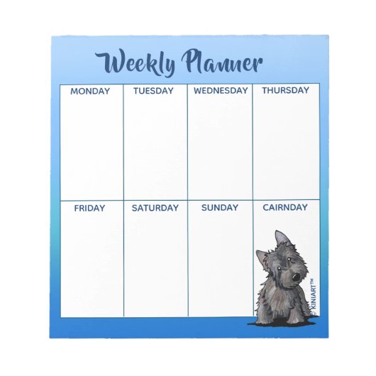 KiniArt Cairn Terrier Weekly Planner-laptop Notitieblok (Voorkant)
