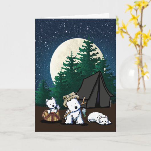 KiniArt Camping Westies Kaart (Gele Bloem)