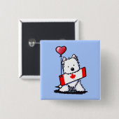 KiniArt Canadese Westie Vierkante Button 5,1 Cm (Voorkant /achterkant)