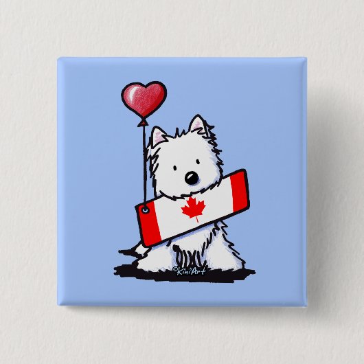 KiniArt Canadese Westie Vierkante Button 5,1 Cm (Voorkant)