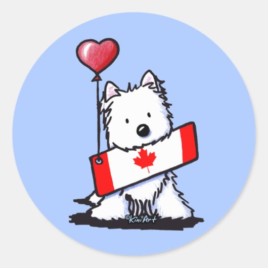 KiniArt Canadian Westie Ronde Sticker (Voorkant)