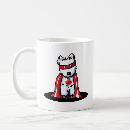KiniArt Canadian Westie Superheld Koffiemok (Links)