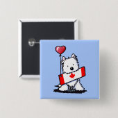 KiniArt Canadian Westie Vierkante Button 5,1 Cm (Voorkant /achterkant)