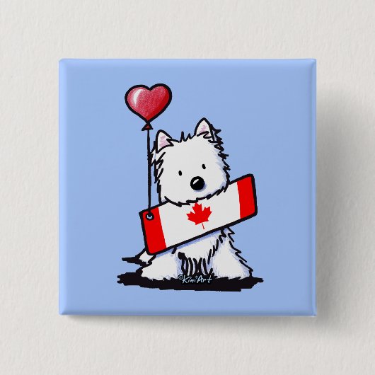 KiniArt Canadian Westie Vierkante Button 5,1 Cm (Voorkant)