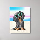 KiniArt Cavalier King Charles Spaniel Beach Canvas Afdruk (Voorkant)