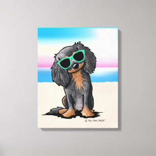 KiniArt Cavalier King Charles Spaniel Beach Canvas Afdruk