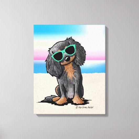 KiniArt Cavalier King Charles Spaniel Beach Canvas Afdruk (Voorkant)