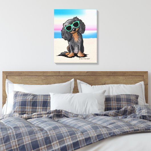 KiniArt Cavalier King Charles Spaniel Beach Canvas Afdruk (Insitu (Slaapkamer))