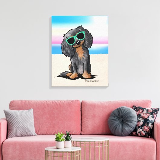 KiniArt Cavalier King Charles Spaniel Beach Canvas Afdruk (Insitu (Woonkamer))