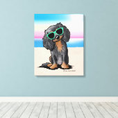 KiniArt Cavalier King Charles Spaniel Beach Canvas Afdruk (Insitu (Houten vloer))