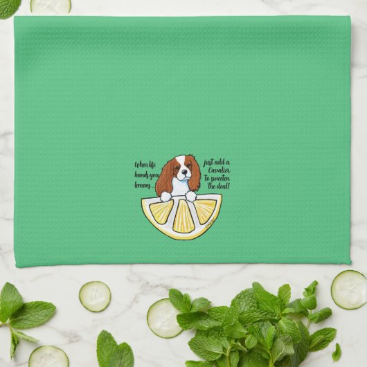 KiniArt Cavalier Life Lemons Kitchen Towel Theedoek (Gevouwen)