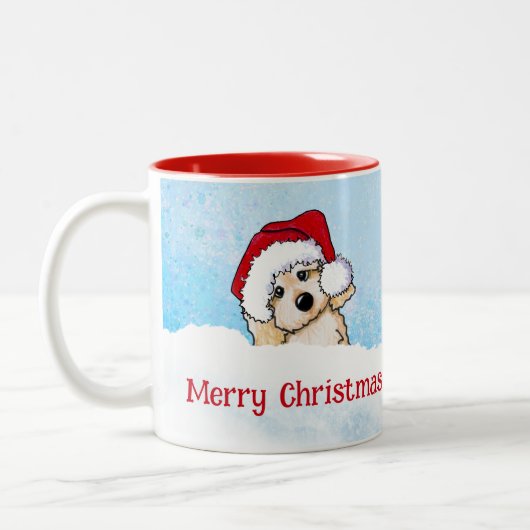 KiniArt Cavapoo Kerstmis Tweekleurige Koffiemok (Links)