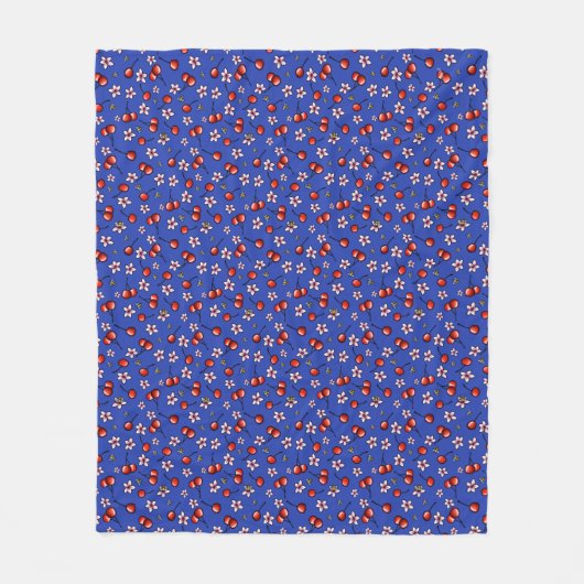 KiniArt Cherries Cherry Blossom Fleece Blanket (Voorkant)