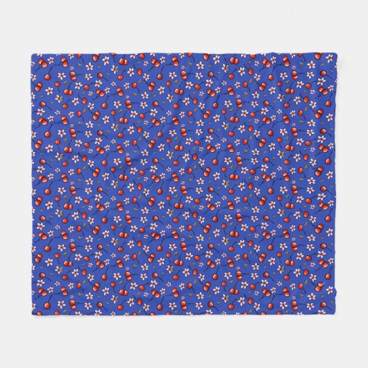 KiniArt Cherries Cherry Blossom Fleece Blanket (Voorkant (Horizontaal))