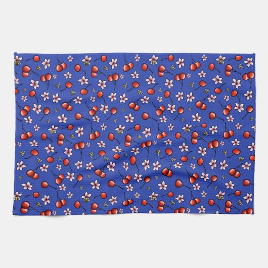KiniArt Cherries en Blossom Kitchen Towel Theedoek (Horizontaal)