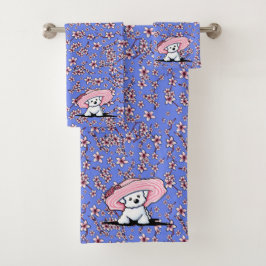 KiniArt Cherry Blossom Bath Towel Set Bad Handdoek