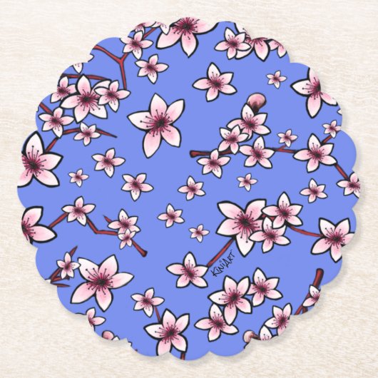 KiniArt Cherry Blossom Kartonnen Onderzetters (Voorkant)