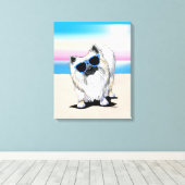 KiniArt Chester Pomeranian Dog Beach Canvas Print (Insitu (Houten vloer))