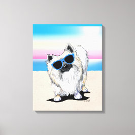 KiniArt Chester Pomeranian Dog Beach Canvas Print