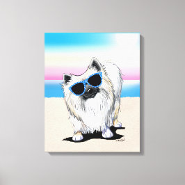 KiniArt Chester Pomeranian Dog Beach Canvas Print