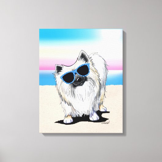 KiniArt Chester Pomeranian Dog Beach Canvas Print (Voorkant)