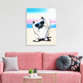 KiniArt Chester Pomeranian Dog Beach Canvas Print (Insitu (Woonkamer))
