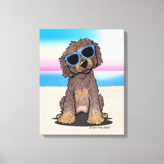 KiniArt Chocolate Dog Beach Canvas Afdruk
