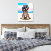 KiniArt Chocolate Dog Beach Canvas Afdruk (Insitu (Slaapkamer))