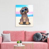 KiniArt Chocolate Dog Beach Canvas Afdruk (Insitu (Woonkamer))