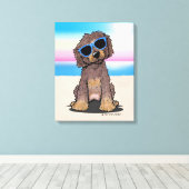 KiniArt Chocolate Dog Beach Canvas Afdruk (Insitu (Houten vloer))