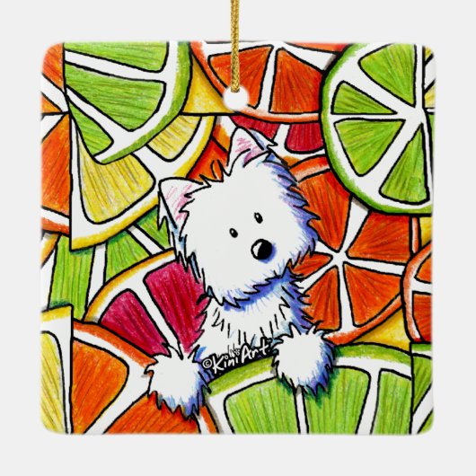 KiniArt Citrus Westie Keramisch Ornament (Achterkant)