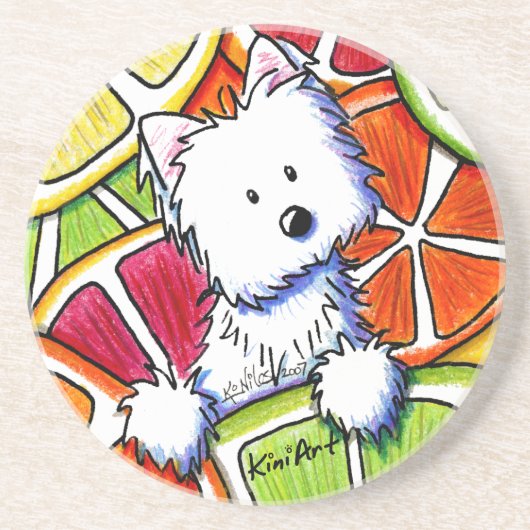KiniArt Citrus Westie Onderzetter (Voorkant)