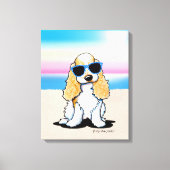 KiniArt Cocker Spaniel Dog Beach Canvas Afdruk (Voorkant)