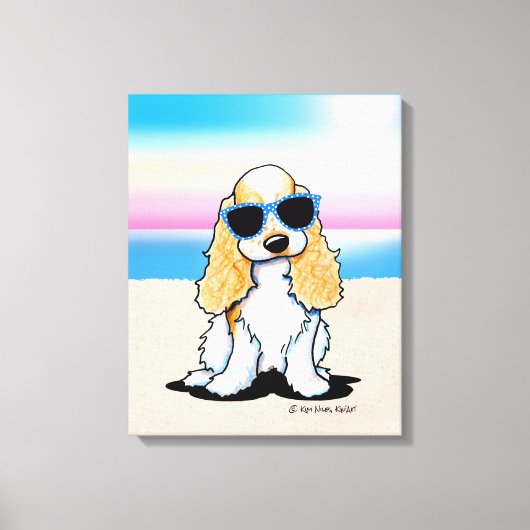 KiniArt Cocker Spaniel Dog Beach Canvas Afdruk (Voorkant)