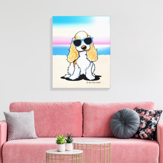 KiniArt Cocker Spaniel Dog Beach Canvas Afdruk (Insitu (Woonkamer))