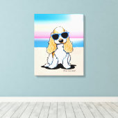 KiniArt Cocker Spaniel Dog Beach Canvas Afdruk (Insitu (Houten vloer))