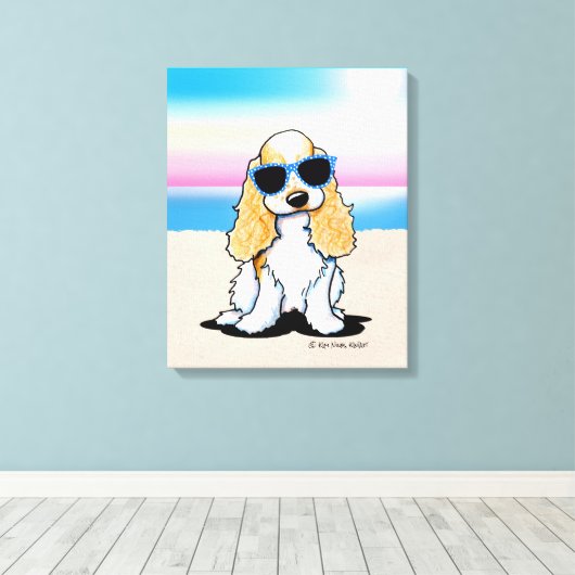 KiniArt Cocker Spaniel Dog Beach Canvas Afdruk (Insitu (Houten vloer))