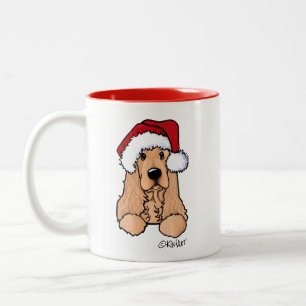 KiniArt Cocker Spaniel Kerstmok Tweekleurige Koffiemok